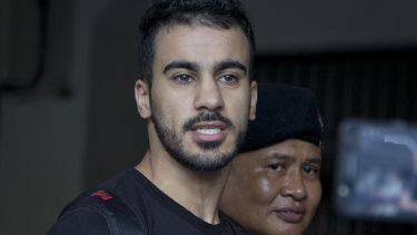 Hakeem al-Araibi as he is brought to court in Bangkok in December.