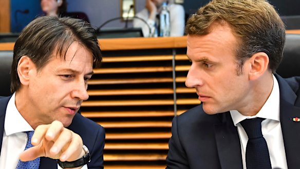 Italian Prime Minister Giuseppe Conte, left, with French President Emmanuel Macron, laid out a 10-point plan to reform EU migration policies.
