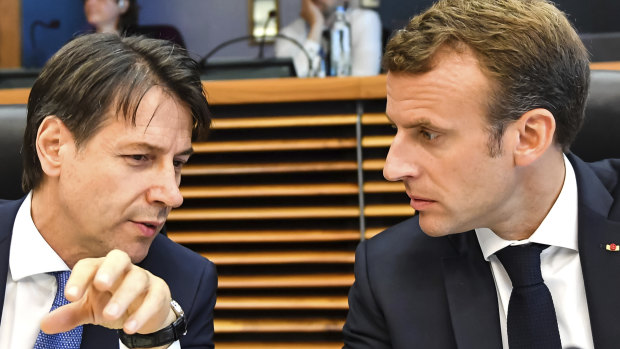 Italian Prime Minister Giuseppe Conte, left, with French President Emmanuel Macron, laid out a 10-point plan to reform EU migration policies.