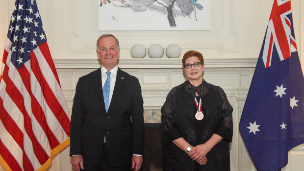 US Ambassador to Australia Arthur B. Culvahouse Jr paid tribute to Foreign Minister Marise Payne at the US embassy in Canberra.