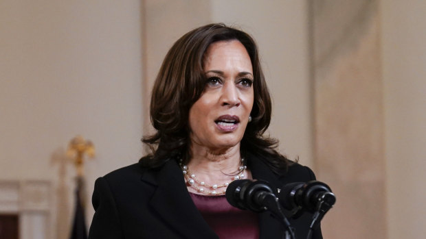 Vice-President Kamala Harris, accompanied by President Joe Biden, speaks on the verdict. 