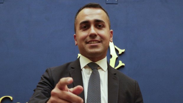 Leader of the Five Star Movement, Luigi Di Maio, meets the media in Rome on Tuesday.