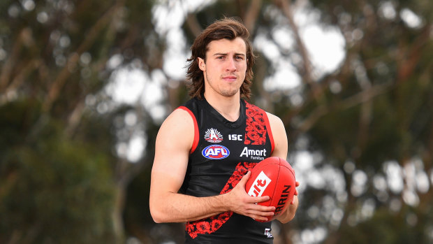 Andy McGrath in Essendon's Anzac Day guernsey. 