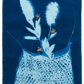 This floral cyanotype by artist Elisa Jane Carmichael features in <i> Rearranged: The Art of the Flower</I>.
