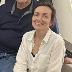 Alsu Kurmasheva aboard a plane home after being freed.