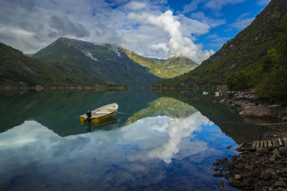 The serene waters of Lake Hafslo.