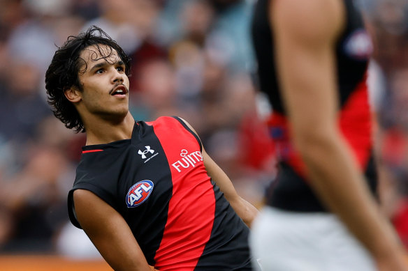 Alwyn Davey kicked a goal on debut at the Bombers in round one this year.