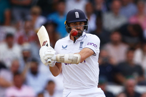 Mark Wood bats for England at the death.