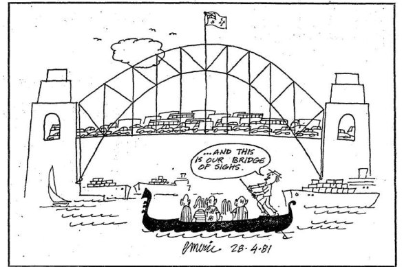 Cartoon by Emile Mercier in the Sydney Morning Herald on April 28, 1981.  
