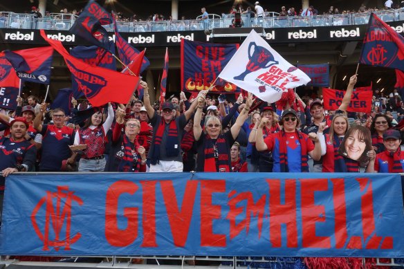 The calm before the storm: Melbourne fans before the grand final.