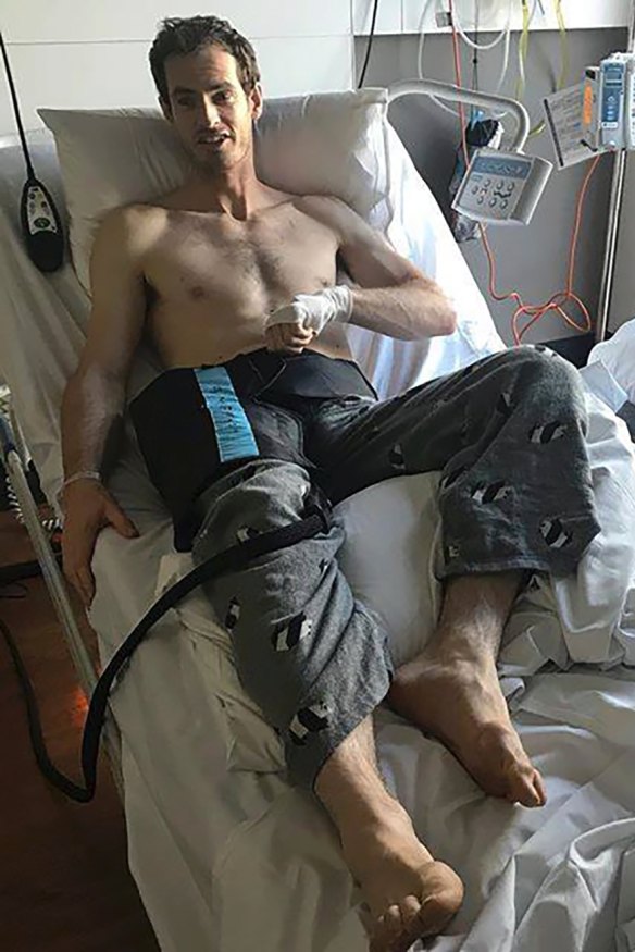 Andy Murray after hip surgery in Melbourne in 2018.