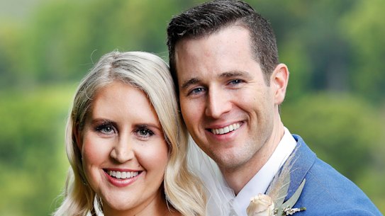 Matthew and his "wife" Lauren on Nine's Married At First Sight.