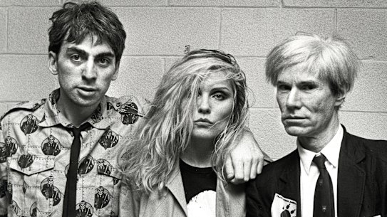 Chris Stein, Debbie Harry and Andy Warhol.
