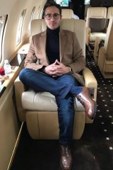 Shimon Hayut pictured on a private jet.