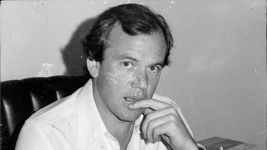 Mike Willesee at his desk in 1978. 