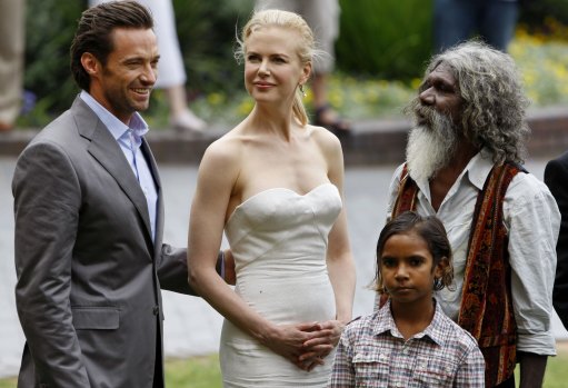 Australia stars (from left) Hugh Jackman, Nicole Kidman, Brandon Walters and David Gulpilil.