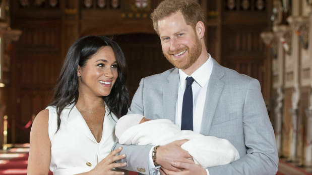 Prince Harry and Meghan with their first child, Archie. 