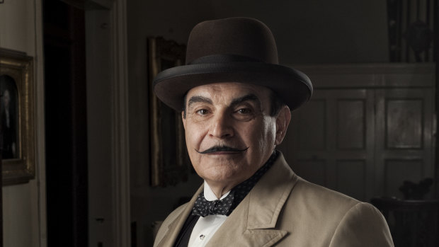 David Suchet as his much-loved character Hercule Poirot.