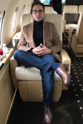 Shimon Hayut pictured on a private jet.