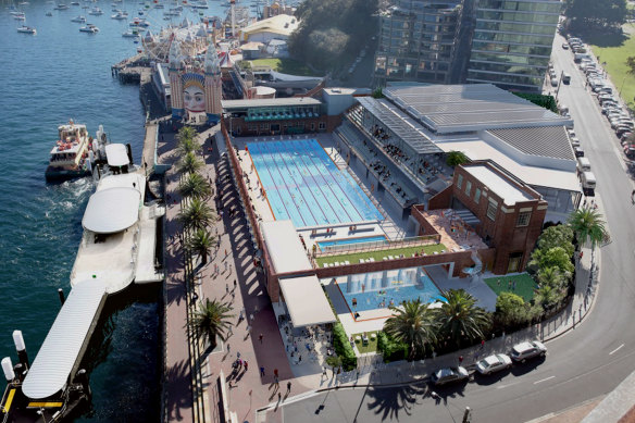 An artist's impression of the revised plans to redevelop North Sydney Olympic Pool. 