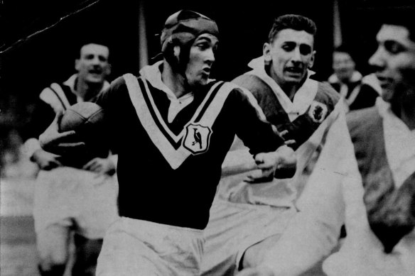 John ‘Chow’ Hayes in action for Wests against St George in 1961.