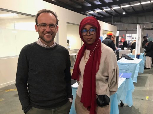MP Adam Bandt with Cr Anab Mohamud in a photo posted on April 10.