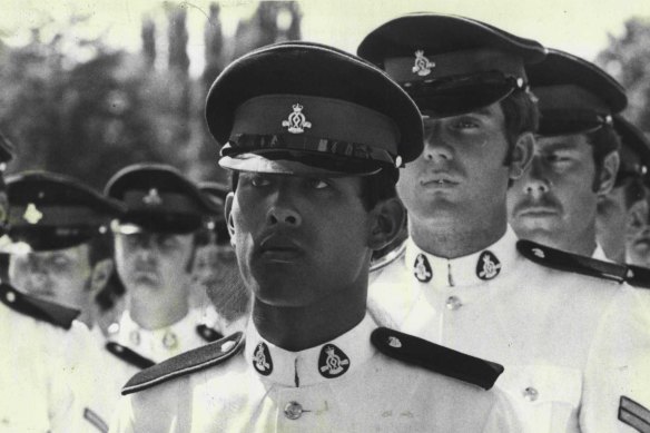 The Crown Prince during the graduation parade at Duntroon in 1975.