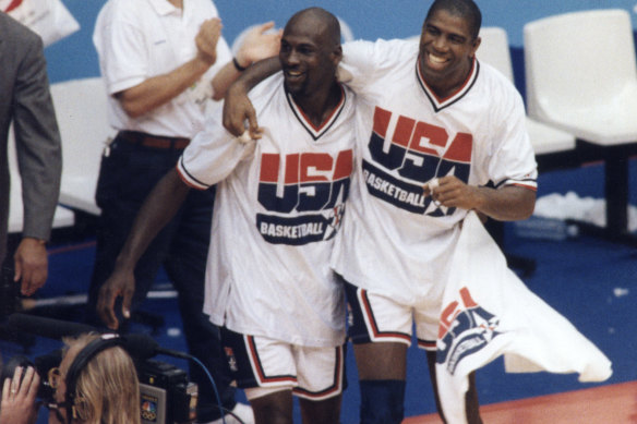 Stars of 1992: Michael Jordan and Magic Johnson.