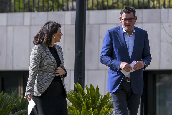 Marlene Kairouz with Daniel Andrews in April last year.