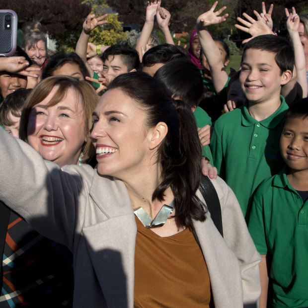 Ardern meets students at Addington School in Christchurch.
