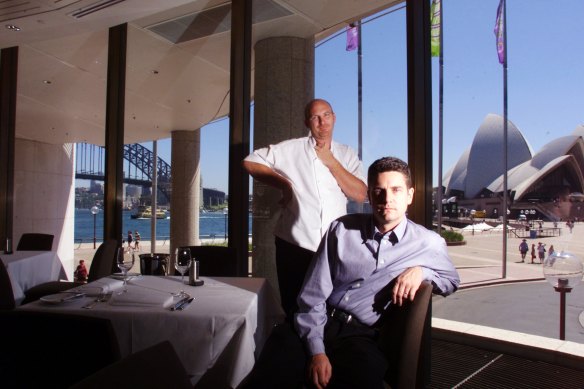 Restaurant owners Matt Moran and Peter Sullivan at Aria in 2000.