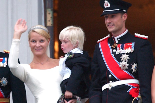 The royal wedding of Crown Prince Haakon of Norway and Crown Princess Mette-Marit. Also pictured is Marius Borg Hoiby, August 25 2001