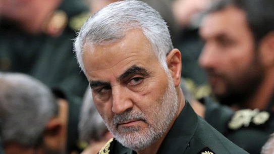 Qassem Soleimani, centre, has been killed by a US strike, the Pentagon confirmed.