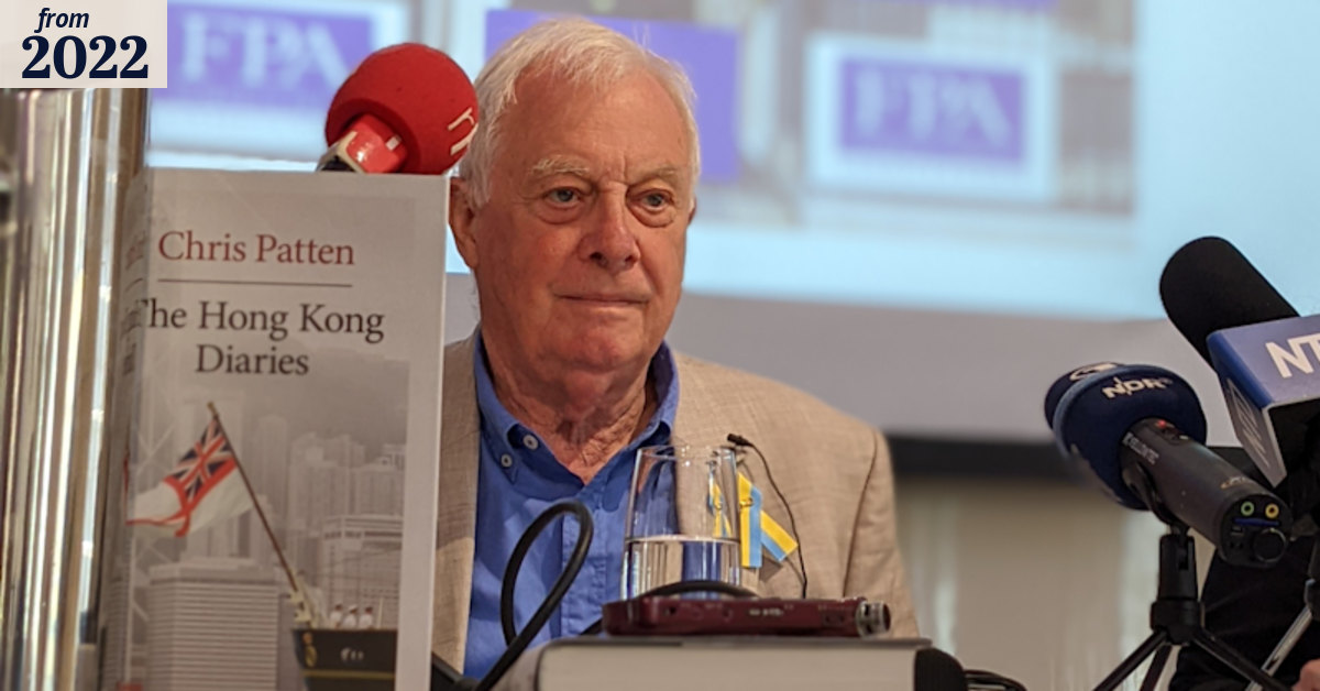 China’s push against democracy must be resisted, says Chris Patten ...