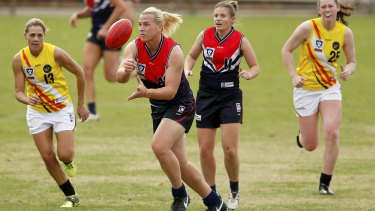 Hannah Mouncey on her VFLW debut.
