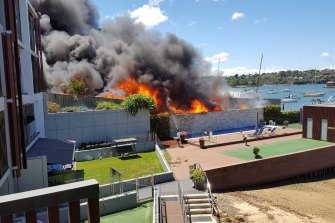 A fire at a naval workshop in Drummoyne