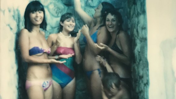 Shona Martyn, second from left, relaxes with other partners during an Elton John session on Montserrat.