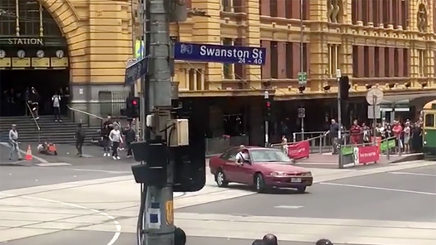 Gargasoulas driving in front of  Flinders Street Station shortly before the Bourke Street massacre.