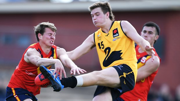 Left-footer Josh Cripps gets his kick away against South Australia.