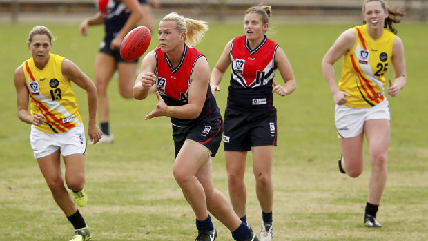 Hannah Mouncey playing in the VFLW competition.
