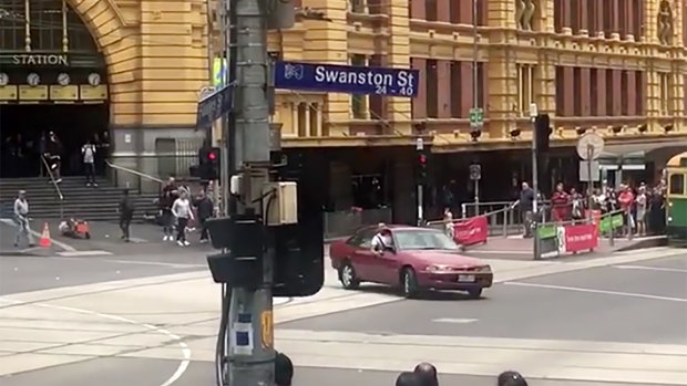 Gargasoulas drives in circles outside Flinders Street Station shortly before the Bourke Street massacre.