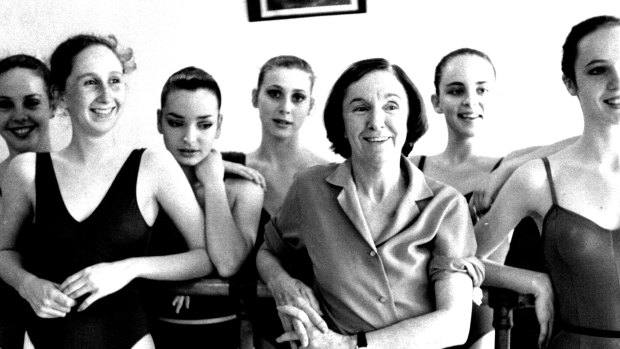 Joan Halliday, with pupils at the Halliday dance centre in 1983.