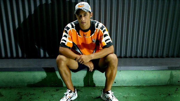 Benji Marshall after re-signing with the Wests Tigers following his NRL debut in 2003.