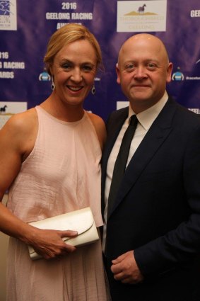 Trainer Heath Conners with wife Amenah at the Geelong Racing Awards.