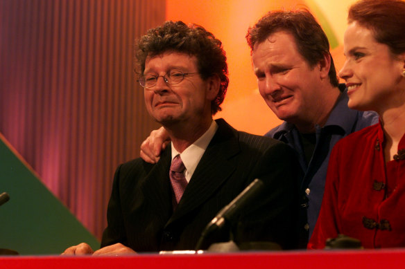 Red Symons, Russell Gilbert and Sigrid Thornton on the final episode in 1999.