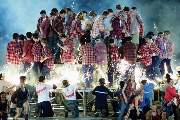 The settlers tapdance their way through the opening ceremony.