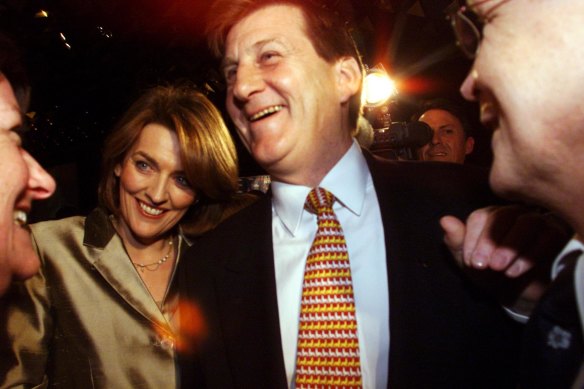 Shock loss: Jeff Kennett with wife Felicity on the night of his defeat in 1999.