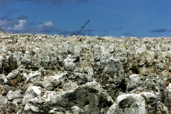 Phosphate mining in Nauru has left an arid landscape. 