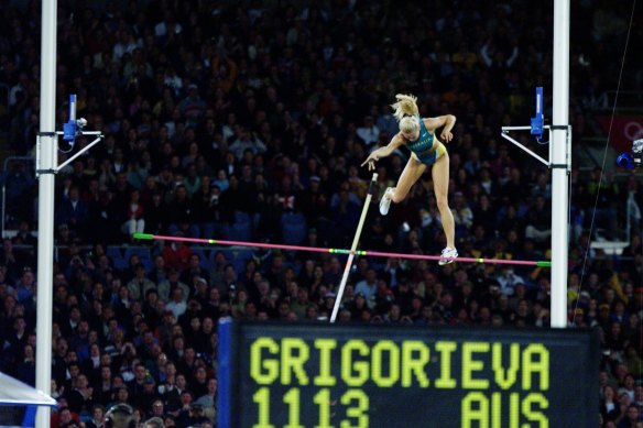 Grigorieva in action in the pole vault at the Games.