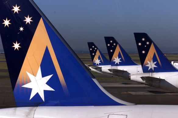 Ansett planes sit idle. 